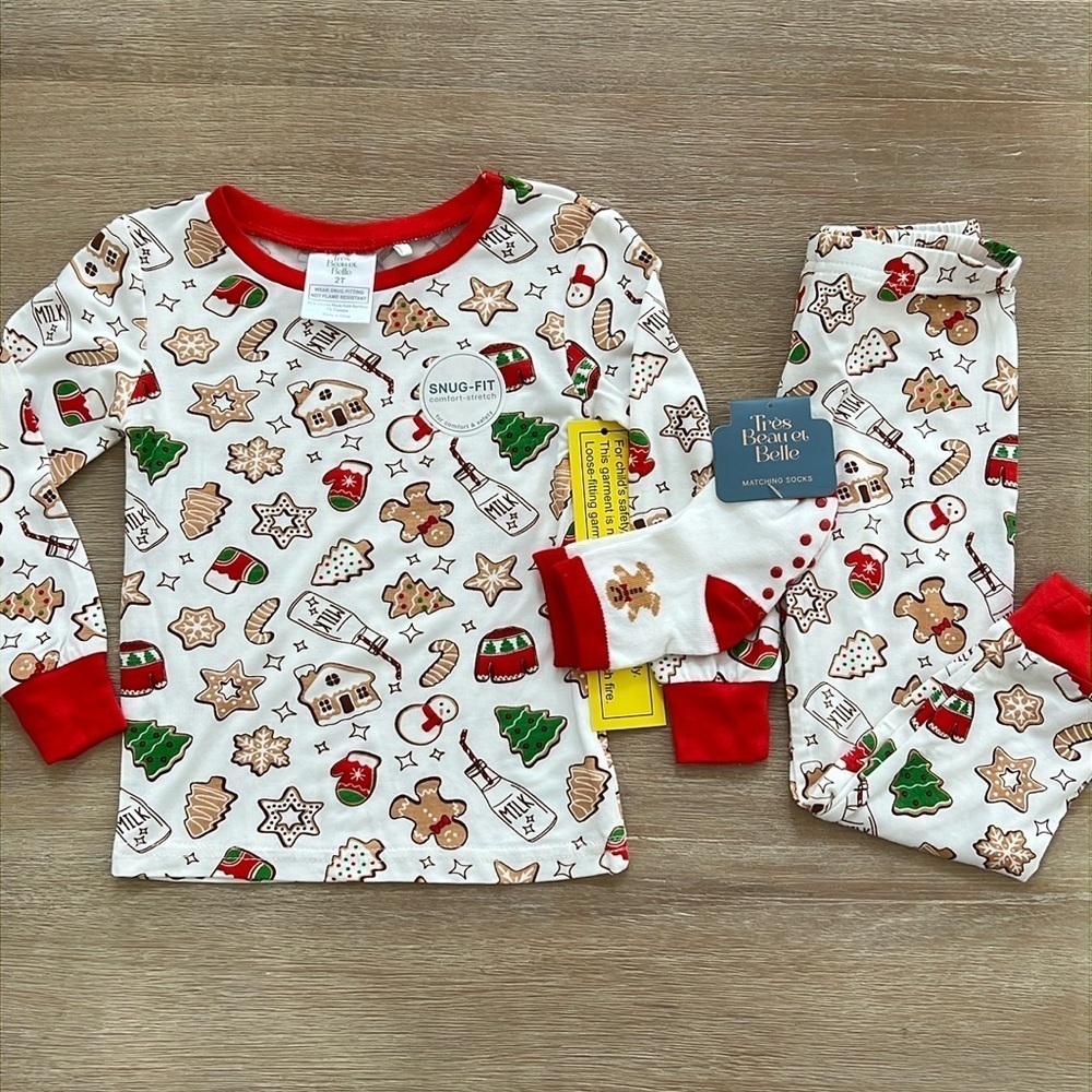 🎄Tres Beau et Belle Toddler Bamboo Christmas Pajama Set 12 months